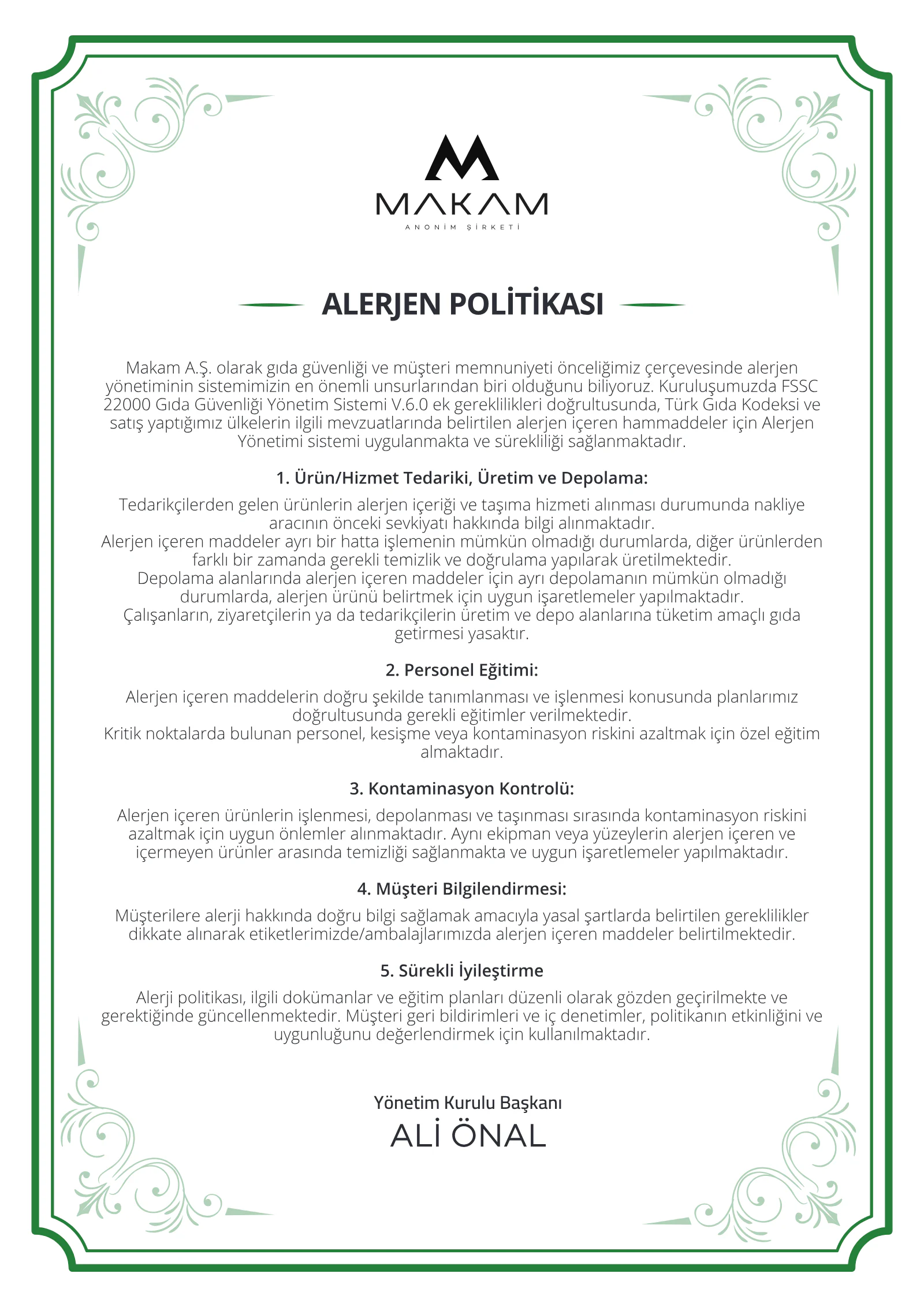 Alerjen Politikası