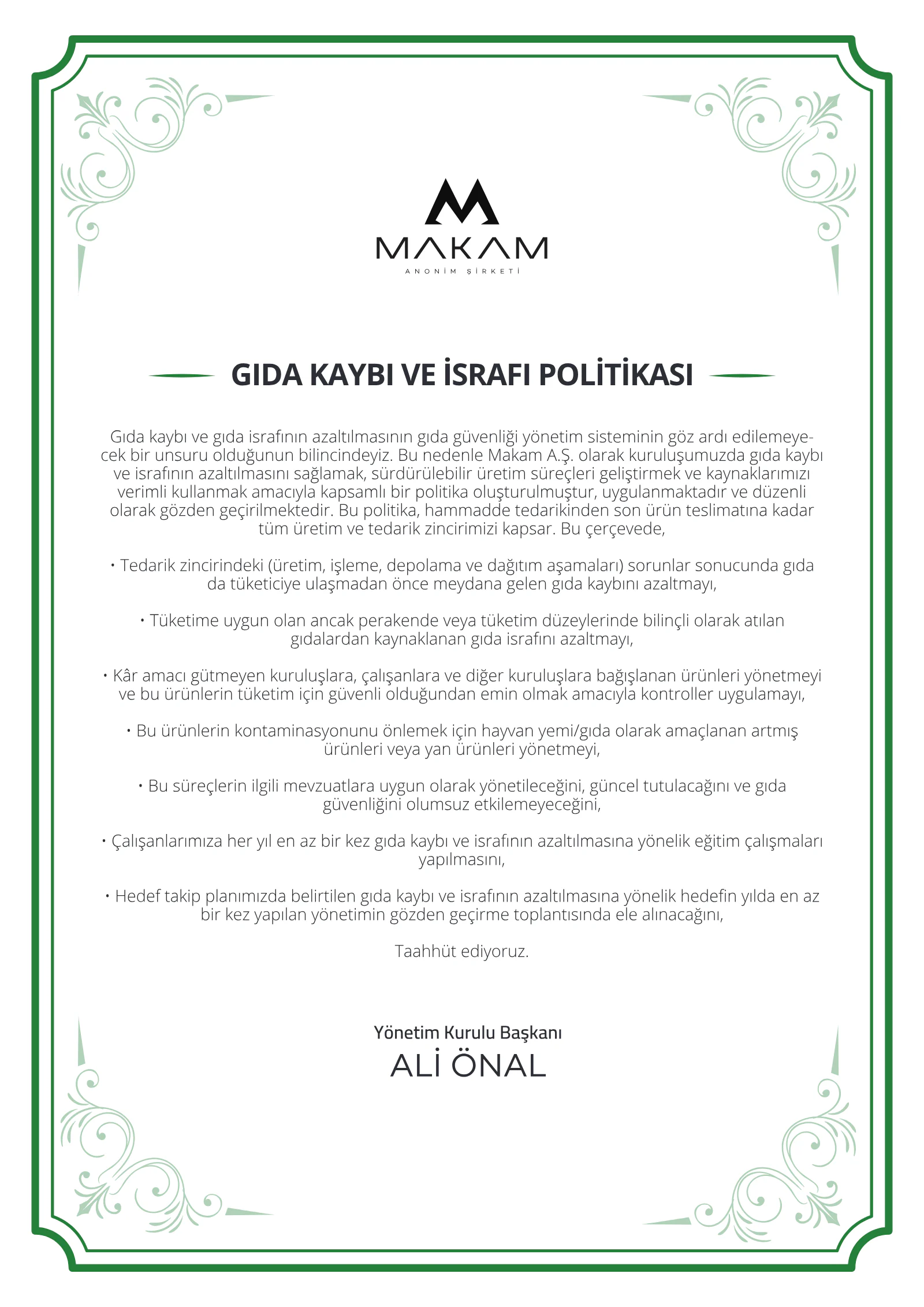 Gıda Kaybı ve İsrafı